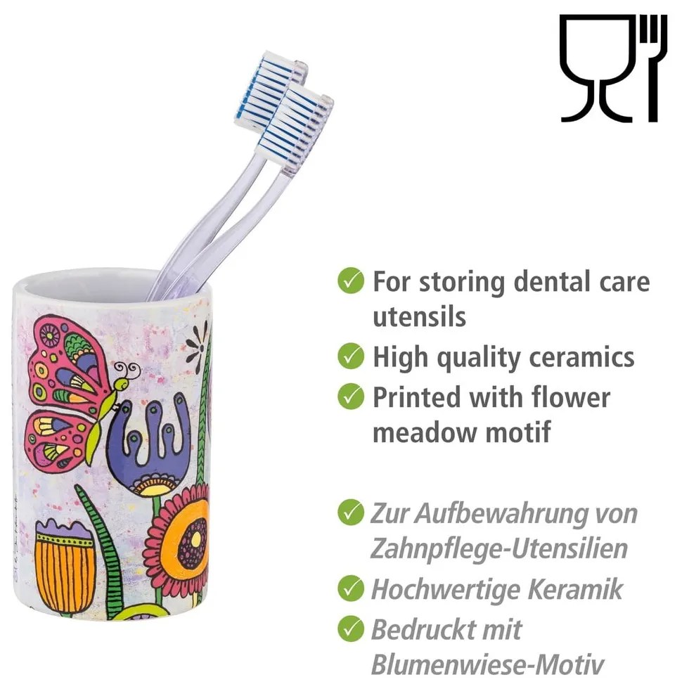 Tazza in ceramica per spazzolini da denti Rollin'Art Full Bloom - Wenko