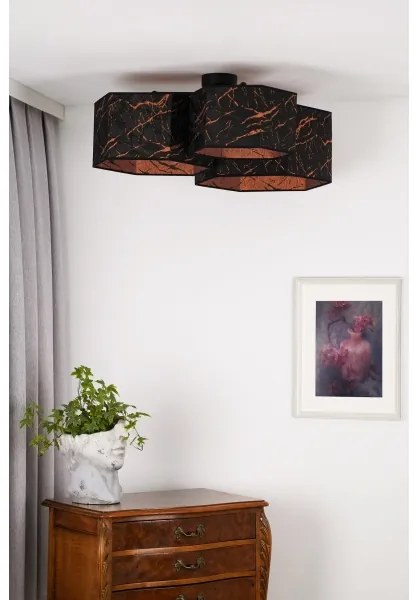 Duolla - Lampadario a plafone ROLLER TRIO HEX 3xE27/15W/230V nero/rame