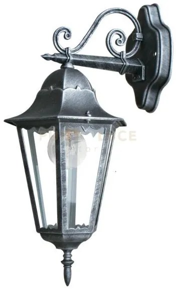 Applique down firenze nera e silver 1 luce attacco e27 ip44 20,5x28...