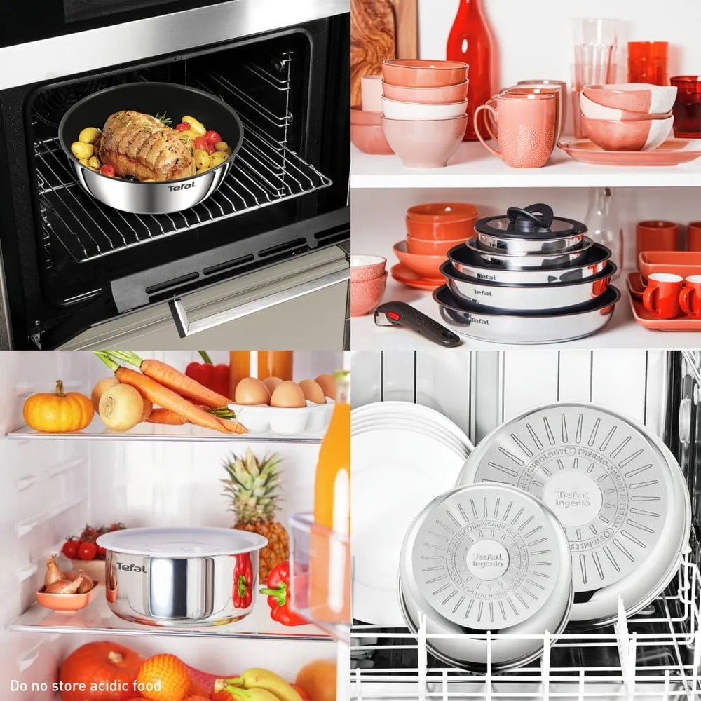 Padelle in set in acciaio inox con superficie antiaderente/con manico rimovibile 2 pz ø 26 cm INGENIO Cook Eat L8813S75 – Tefal