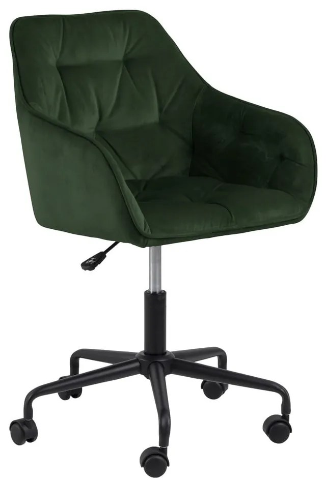Sedia da ufficio verde con superficie in velluto Brooke - Actona