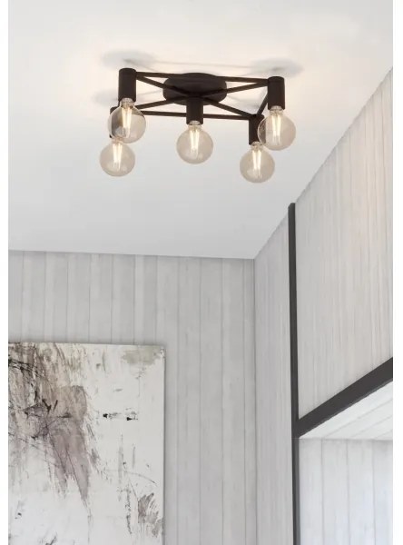 Eglo 43721 - Plafoniera SPEKE 5xE27/40W/230V nero