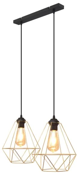 Lampadario a sospensione con filo KARO 2xE27/15W/230V oro/nero
