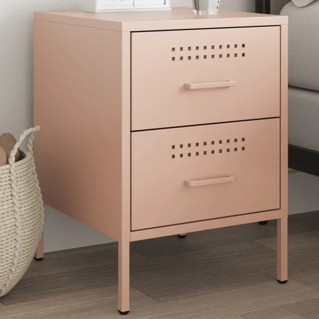Comodino Rosa 36x39x50,5 Cm İn Acciaio /
