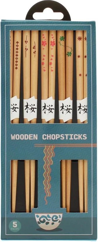 Bacchette in set di colore naturale in legno 5 pz Delicate – Rex London