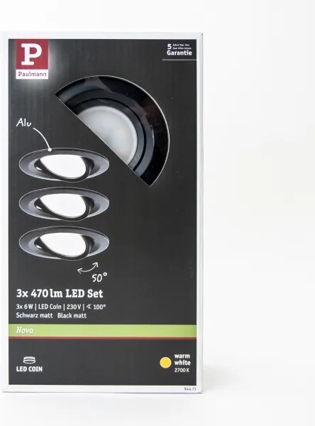 Paulmann 94471 - SET 3xLED/6W IP23 Lampada da incasso per bagno NOVA 230V