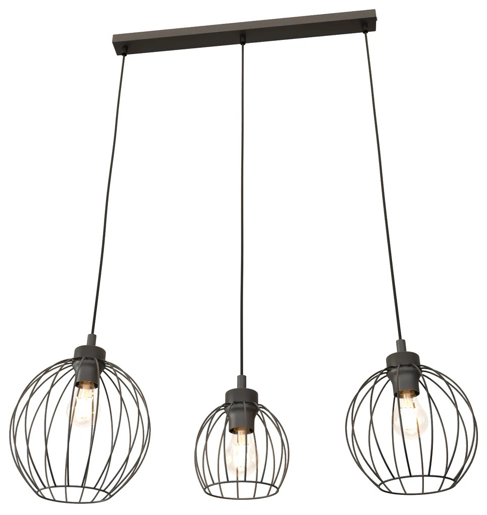 Sospensione Minimal Industrial Hathor 3 Luci Lineari Nera