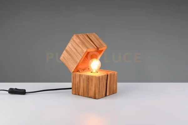 Treasure lampada da tavolo attacco e14 lampadina inclusa legno h. 16cm