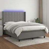 Letto a Molle Materasso e LED Grigio Scuro 140x190cm in Tessutocod mxl 99310