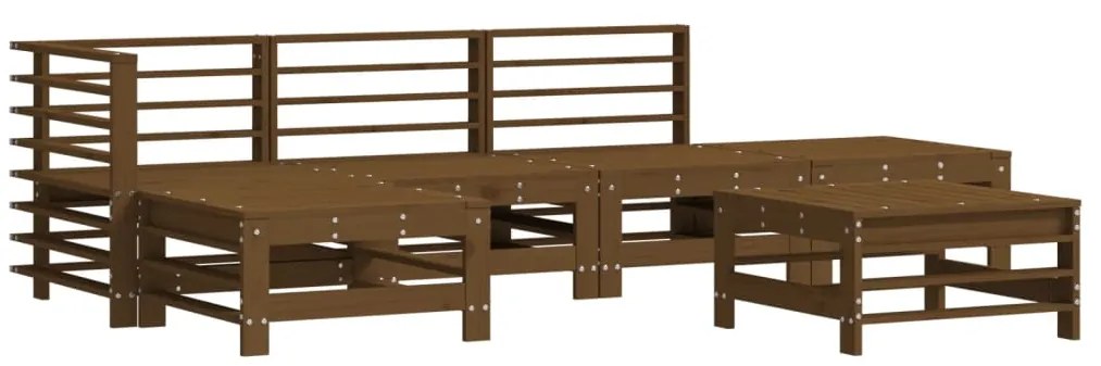 Set divani da giardino 6 pz con cuscini in legno massello miele