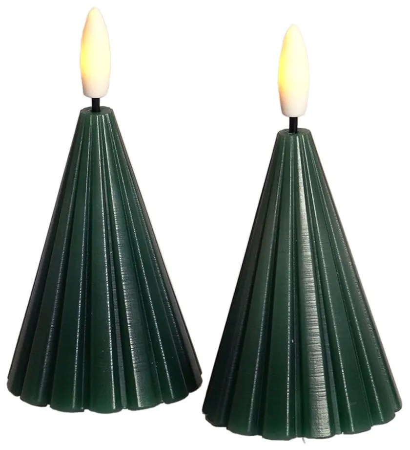 Decorazione natalizia luminosa in verde scuro 2 pz ø 6 cm Laura – Sirius