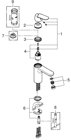 GROHE 23327000 - EUROSMART COSMOPOLITAN DN 15 basin mixer, dimensione M, cromo