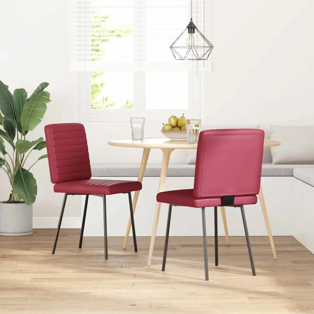 Sedie Da Pranzo 2 Pz Rosso Vino İn Similpelle /