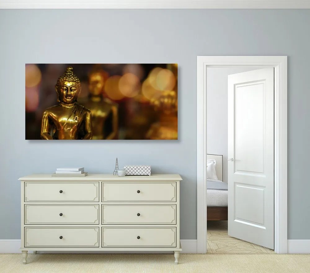 Quadro su tela – Buddha con sfondo astratto