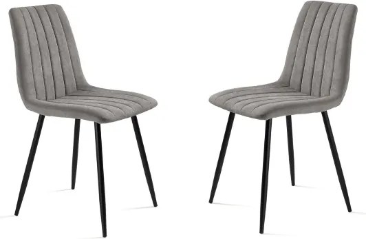 Sedia da pranzo in tessuto Grigio Chiaro gambe metallo nere - KOLE 2 sedie
