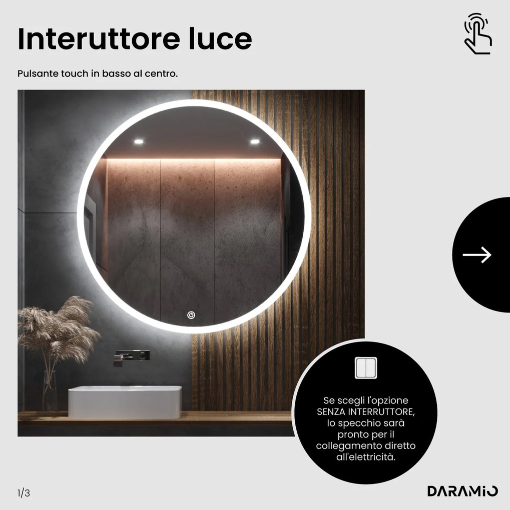 Specchio rotondo con luce LED E1
