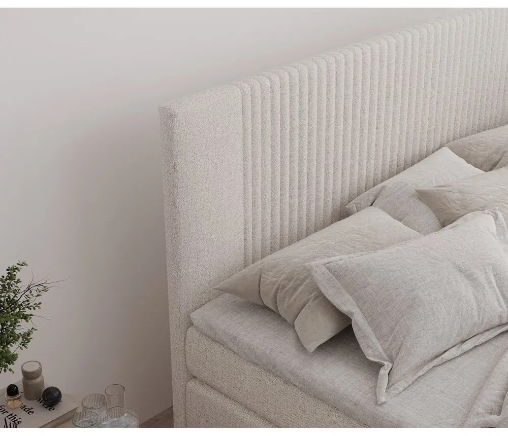 Letto boxspring beige con contenitore 200x200 cm Bergamo – Maison de Rêve