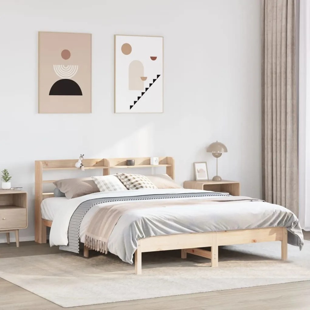 Letto Senza Materasso 140x200 Cm İn Legno Massello Di Pino /