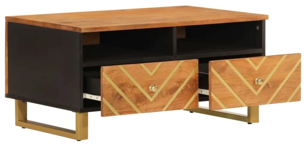 Tavolino da salotto marrone e nero 80x54x40 cm legno di mango