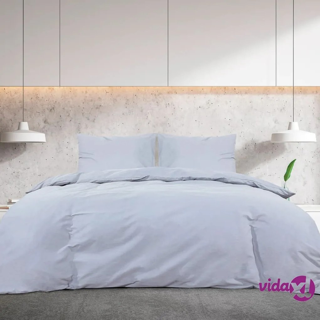 vidaXL Set Copripiumino Grigio 220x240 cm in Cotone