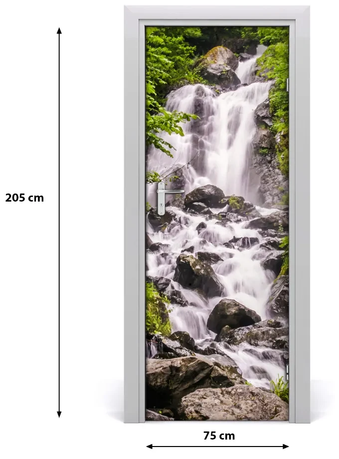 Sticker porta Cascata nella foresta 75x205 cm