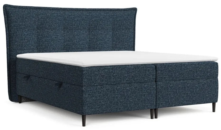 Letto boxspring blu scuro con contenitore 180x200 cm Sinai - Maison de Rêve
