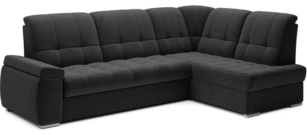 Divano angolare grigio scuro allungabile/con contenitore (con penisola a destra/a L) Sado – ELTAP