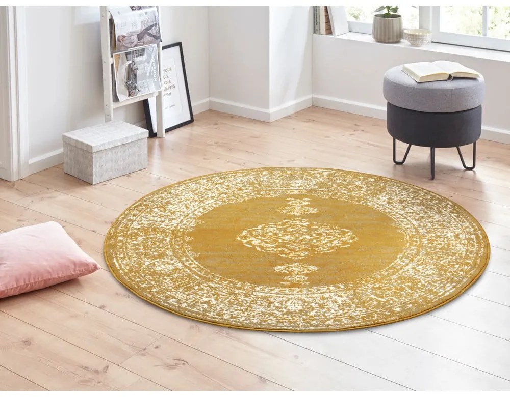 Tappeto rotondo giallo/arancio ø 160 cm Méridional - Hanse Home