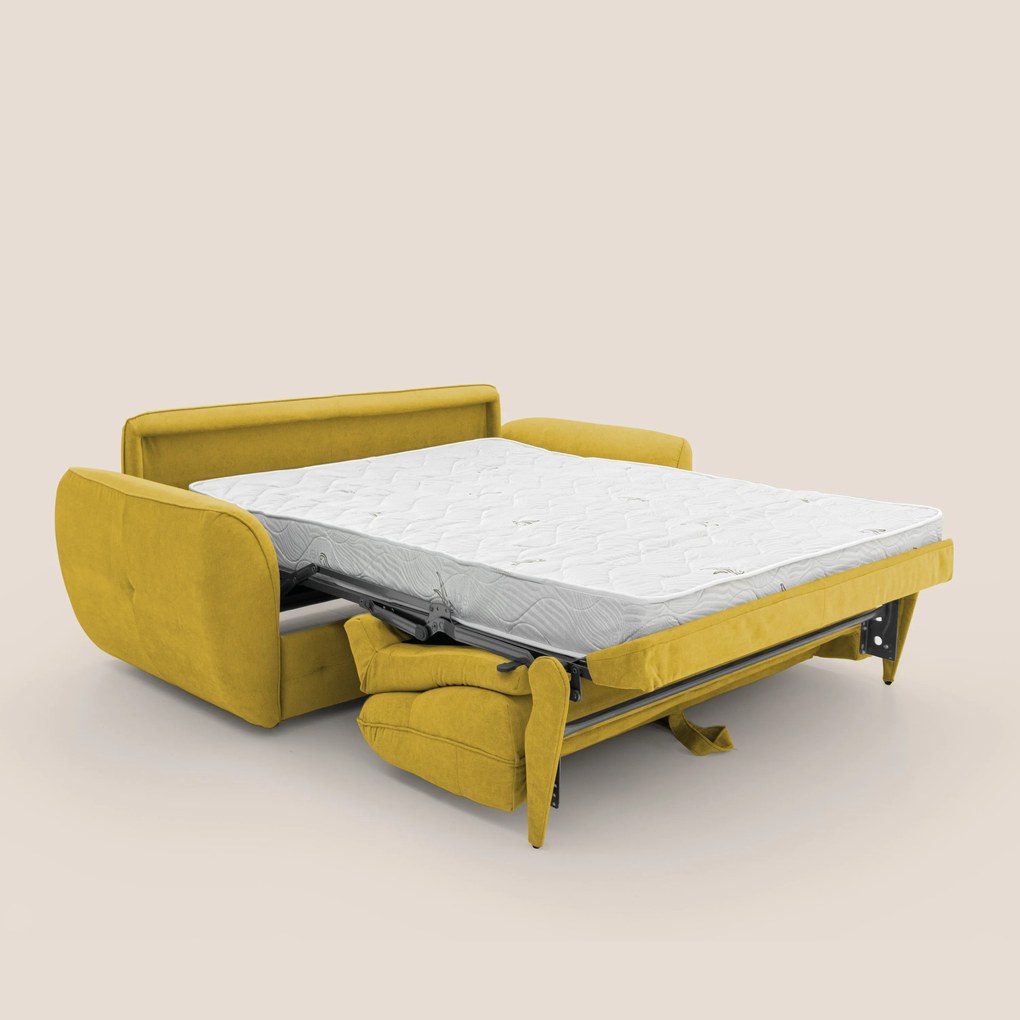 Zeus Divano letto scandinavo con schienale alto in tessuto impermeabile T02 giallo