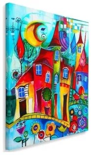 Quadro su tela, Case colorate 60x90