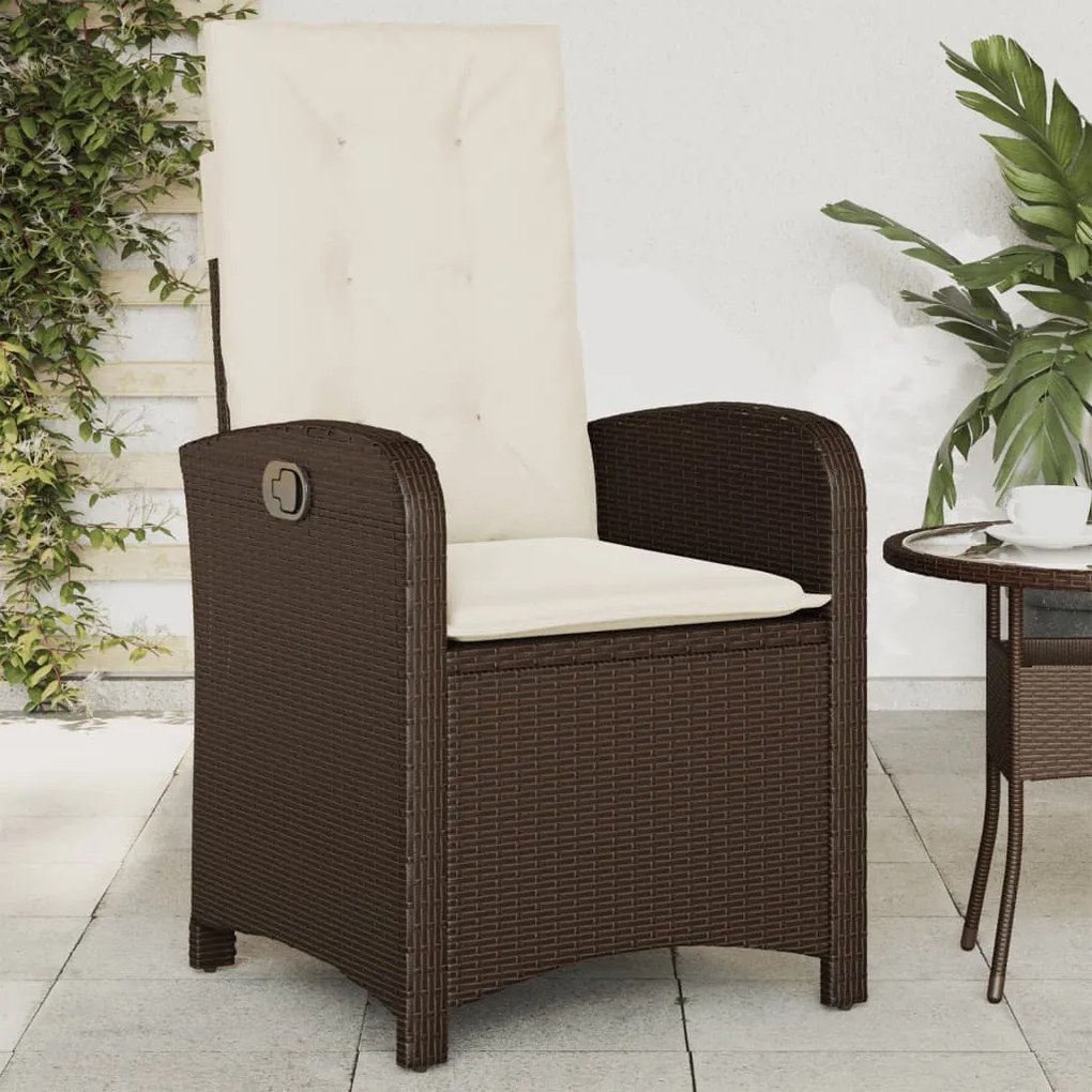 Sedie reclinabili giardino 2pz con cuscini marrone polyrattan