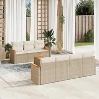 Set Divano da Giardino 8 pz con Cuscini Beige in Polyrattan 3258208