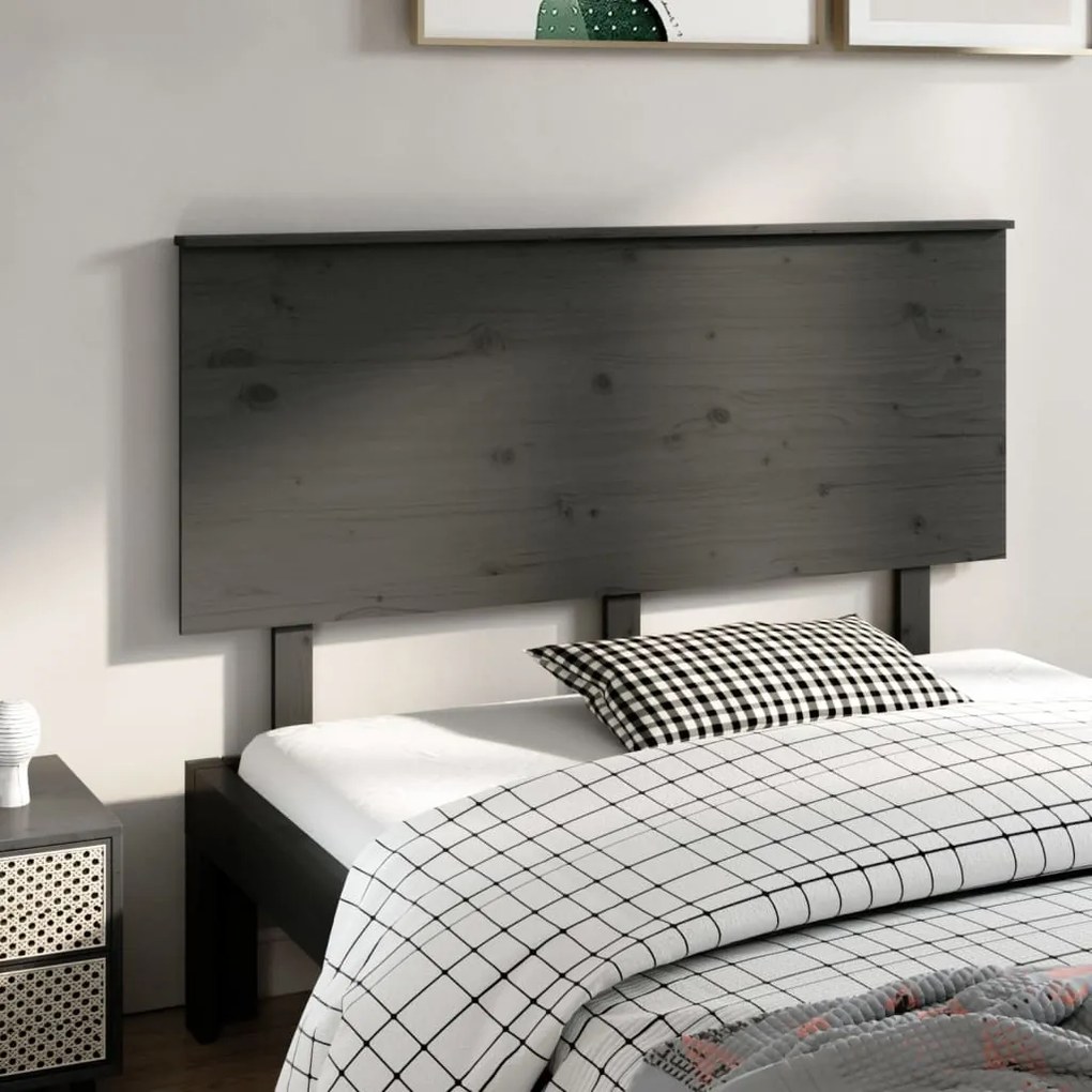 Testiera Per Letto Grigia 144x6x82,5cm Legno Massello Di Pino /