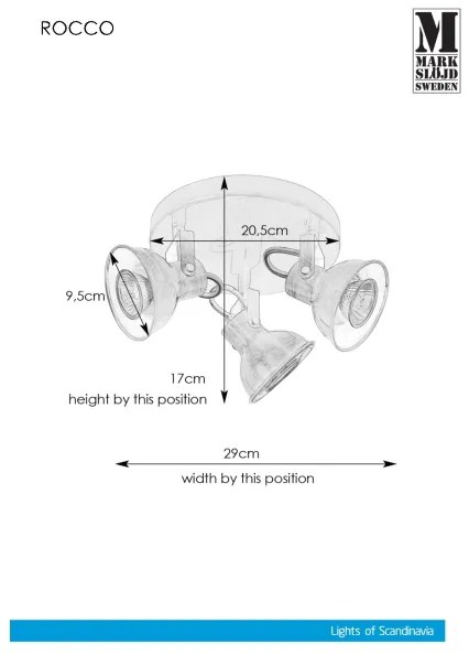 Markslöjd 107852 - Luce Spot ROCCO 3xGU10/7W/230V