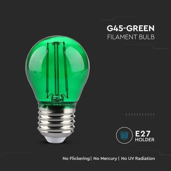 Lampadina LED FILAMENT G45 E27/2W/230V verde