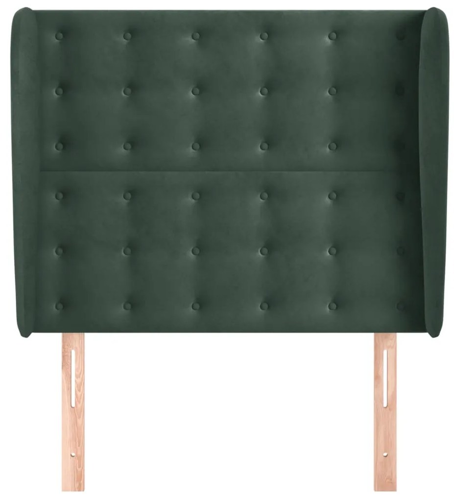 Testiera ad orecchio verde scuro 103x23x118/128cm in velluto