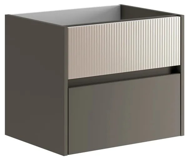 Mobile da bagno sospeso sotto lavabo L 59.5 x H 50 x P 45.5 cm grigio laccato opaco, 2 cassetti VISOBATH Niwa