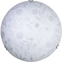 Plafoniera in vetro bianco decorato garden con ganci cromati diam.30 cm