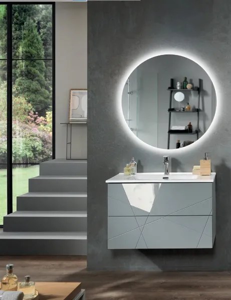 Mobile da bagno sospeso moderno base 80 CRIZIA con lavabo GRIGIO OPACO