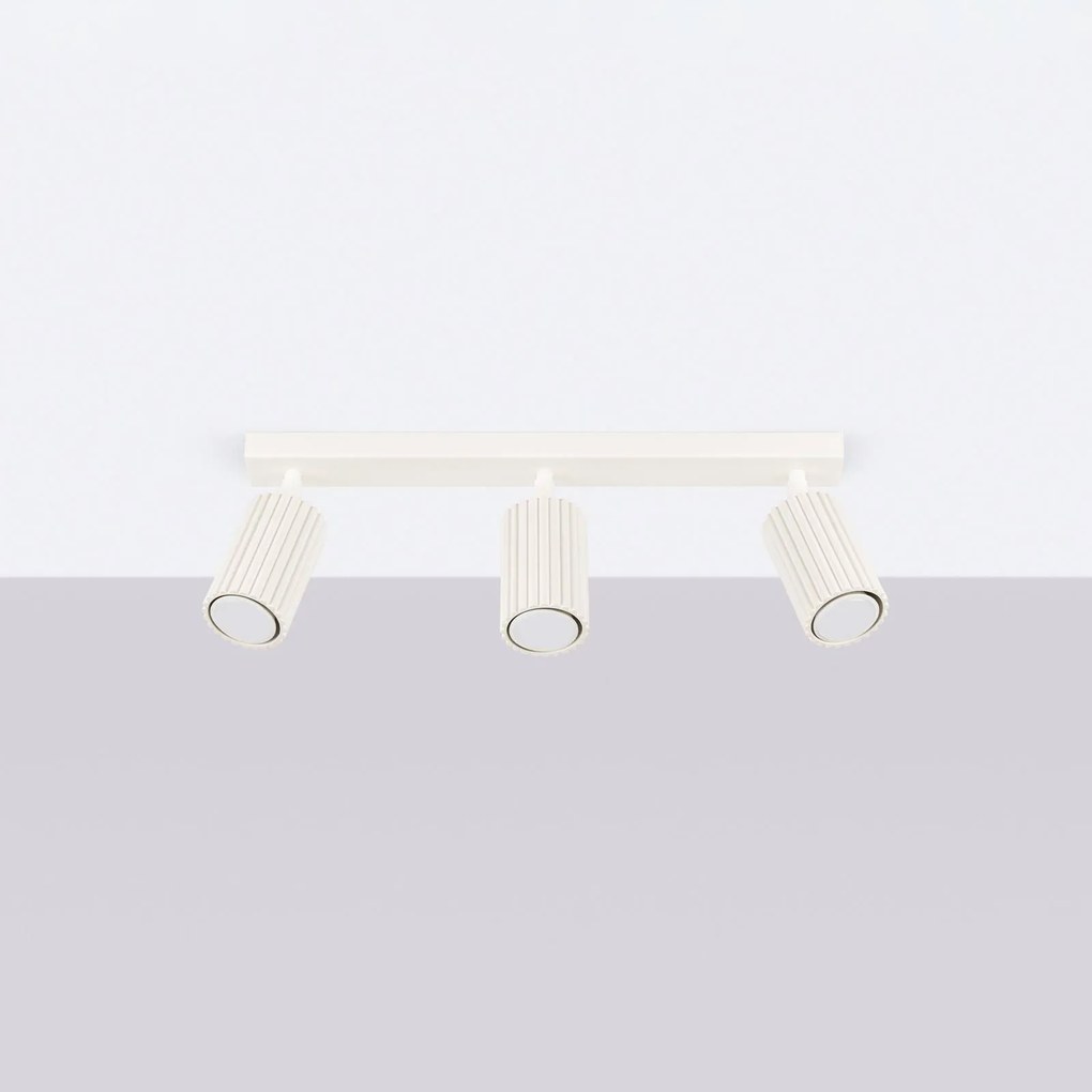 SOLLUX LIGHTING Faretto da soffitto in carbonio, beige, lunghezza 45 cm, alluminio, a 3 luci.