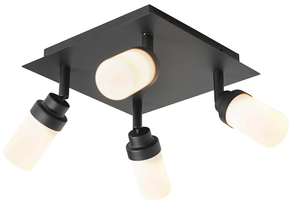 Faretto da bagno moderno nero 4 luci IP44 - Japie