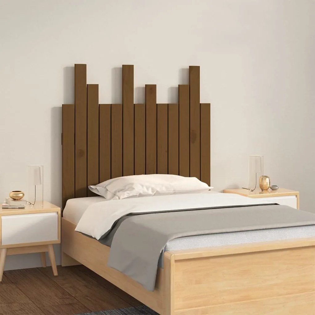 Testiera Da Parete Ambra 82,5x3x80cm İn Legno Massello Di Pino /