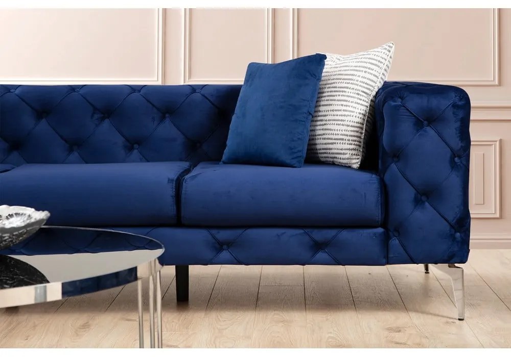 Divano in velluto blu scuro 237 cm Como - Artie