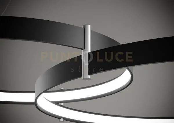 Anello lampadario a sospensione doppio nero verniciato 2700k 5429lm...
