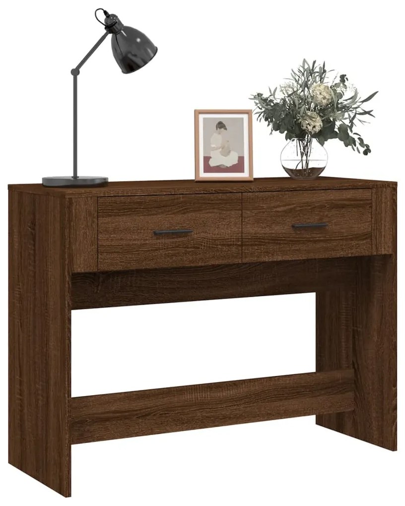 Tavolino consolle rovere marrone 100x39x75 cm legno multistrato