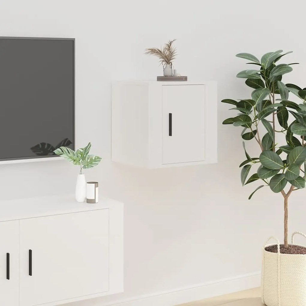 Mobile Porta Tv A Parete Bianco 40x34,5x40 Cm /