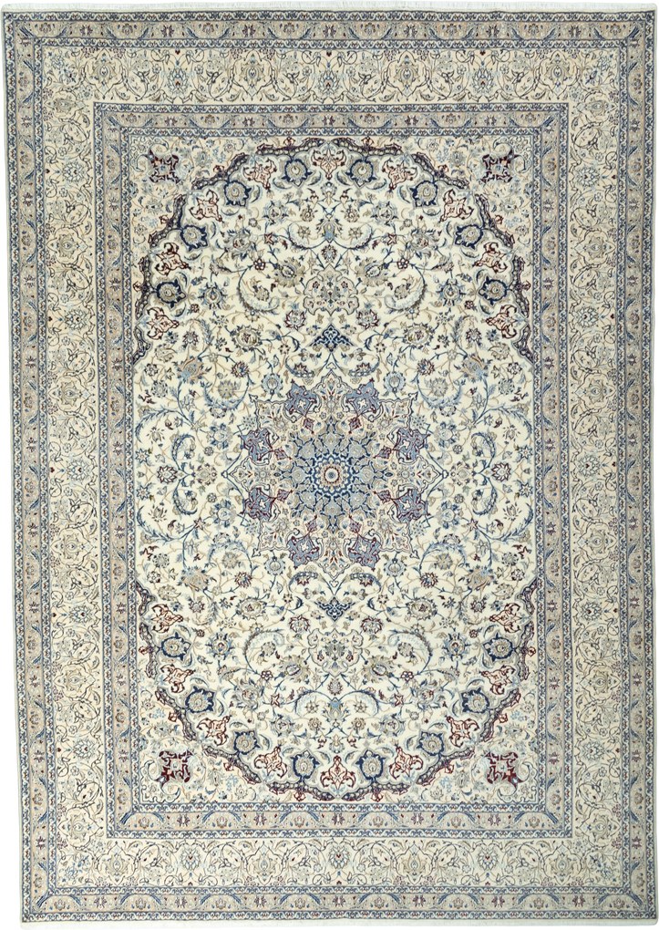 Nain Tappeto 440x310 Beige (Iran) Annodato A Mano