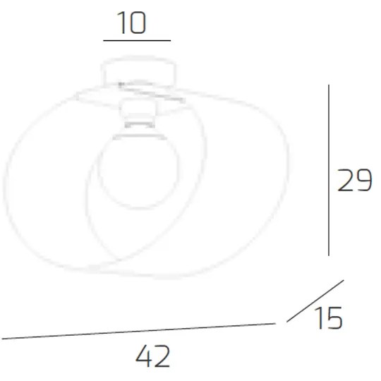 Plafoniera Moderna Lap Metallo E Vetro Bianco 1 Luce E27 42Cm