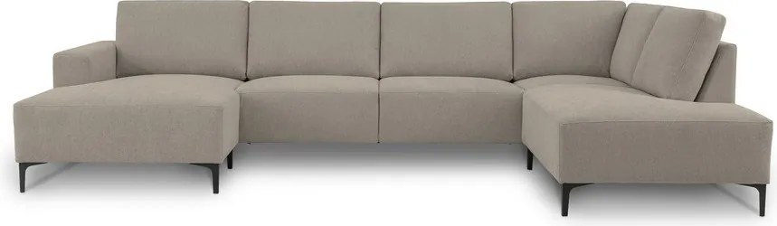 Divano angolare marrone chiaro (con penisola a destra/a U) con rivestimento in ciniglia Fabian – Scandic