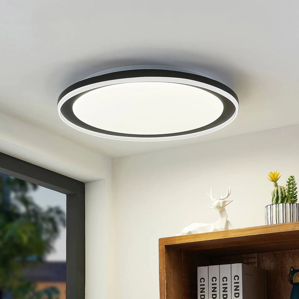 Lindby Plafoniera LED Verdan, nero, metallo, dimmerabile, CCT